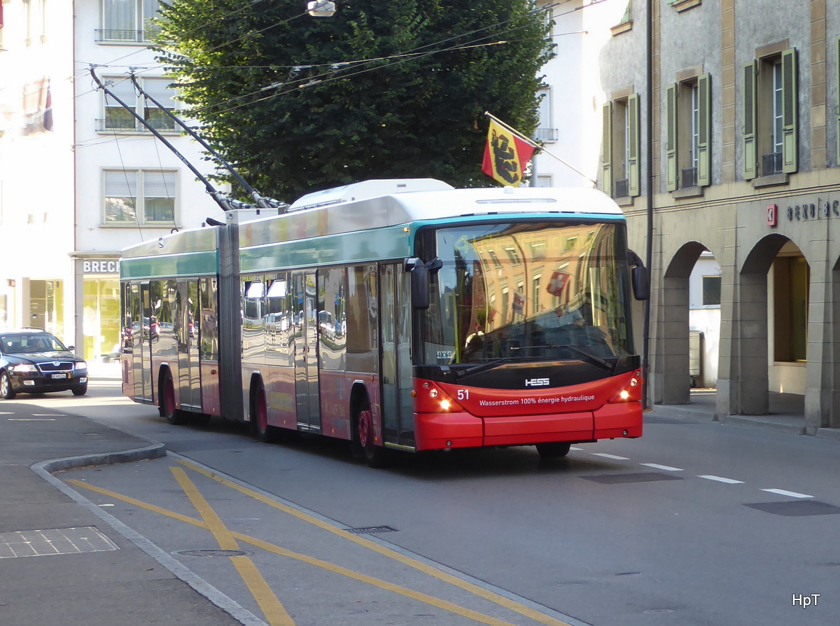 VB Biel 06.08.2016- Trolleybus Nr.51 unterwegs in Nidau am 