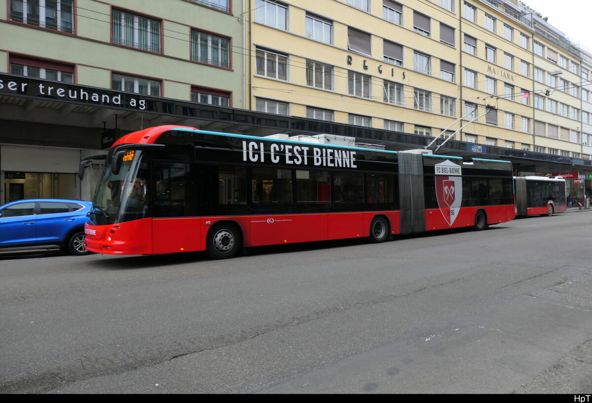 VB Biel - Hess Trolleybus Nr.95 unterwegs auf der Linie 3 in der Stadt Biel am 22.01.2026