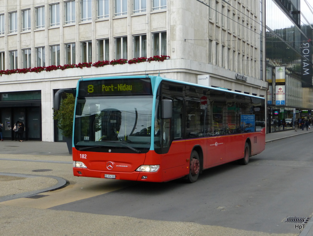 VB Biel - Mercedes Citaro  Nr.182  BE  654182 unterwegs auf der Linie 8 in der Stadt Biel am 16.10.2014