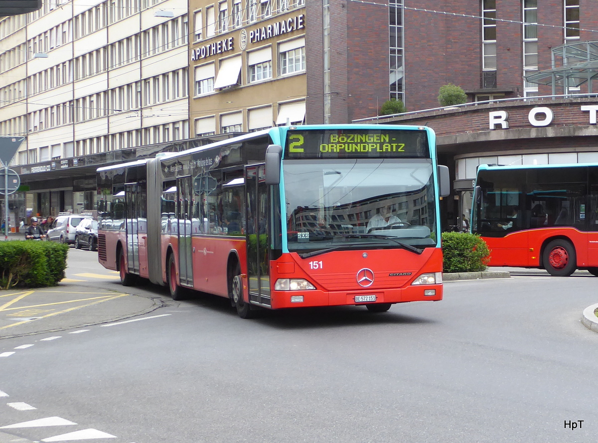 VB Biel - Mercedes Citaro Nr.151  BE 572151 unterwegs auf der Linie 2 in der Stadt Biel am 19.06.2016
