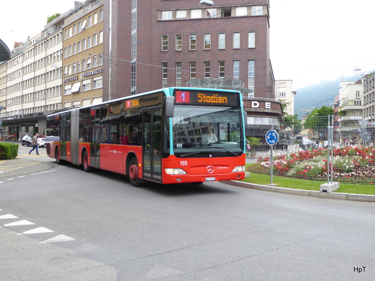 VB Biel - Mercedes Citaro Nr.155  BE 666155 unterwegs auf der Linie 1 in der Stadt Biel am 19.06.2016