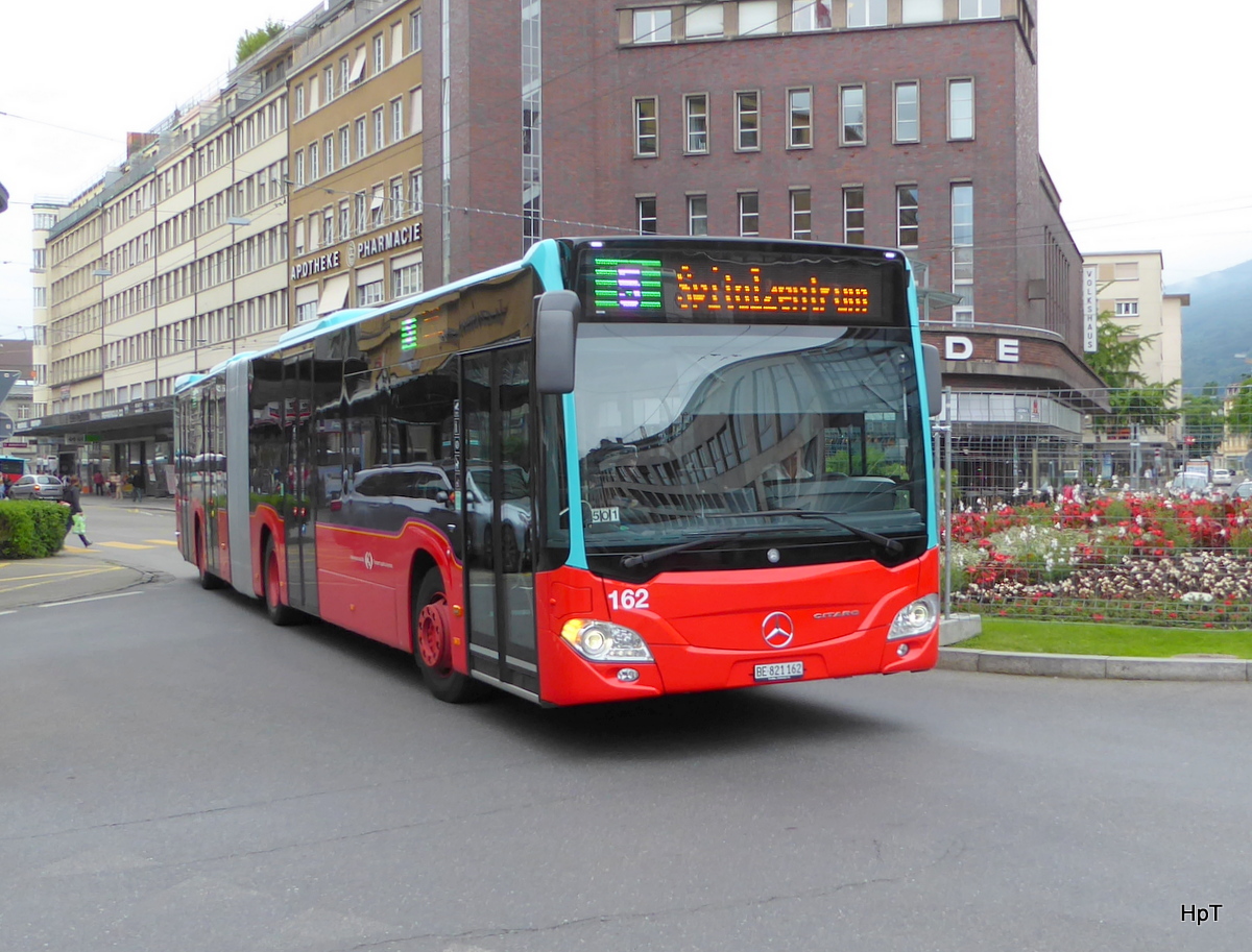 VB Biel - Mercedes Citaro Nr.162  BE 821162 unterwegs auf der Linie 5 in der Stadt Biel am 19.06.2016