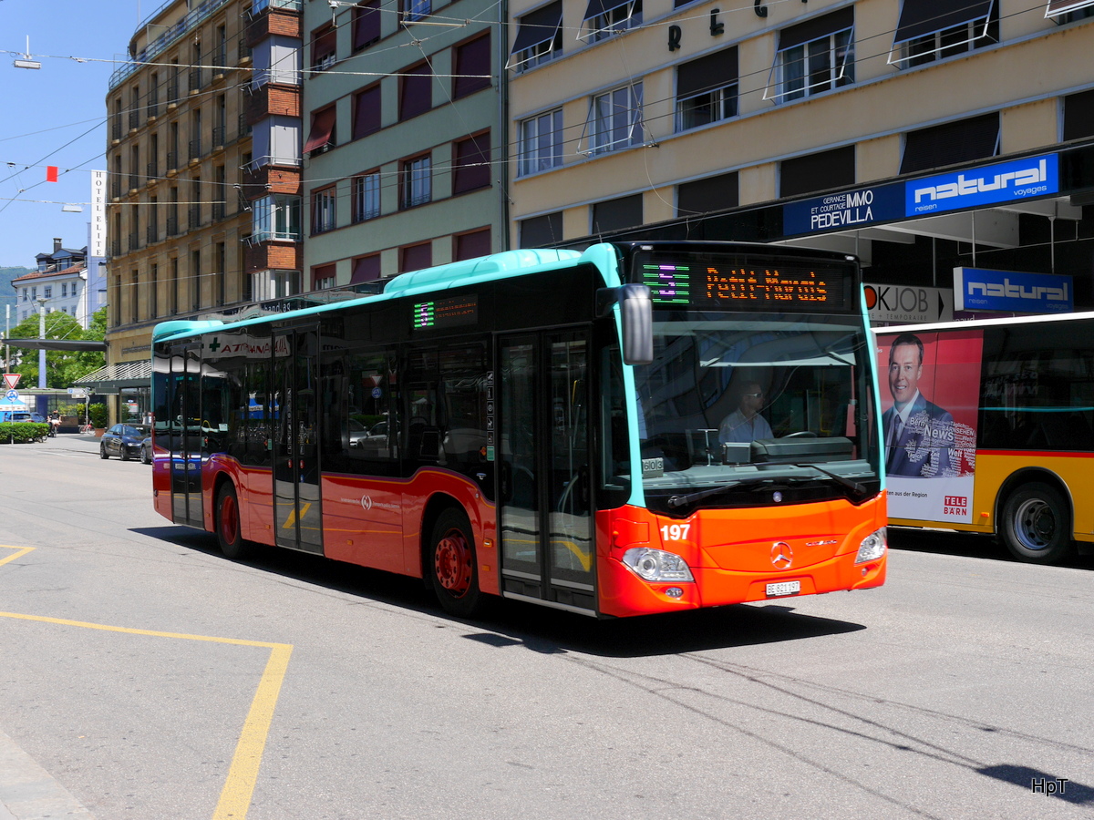 VB Biel - Mercedes Citaro  Nr.197  BE  821197 unterwegs auf der Linie 5 in der Stadt Biel am 10.07.2016