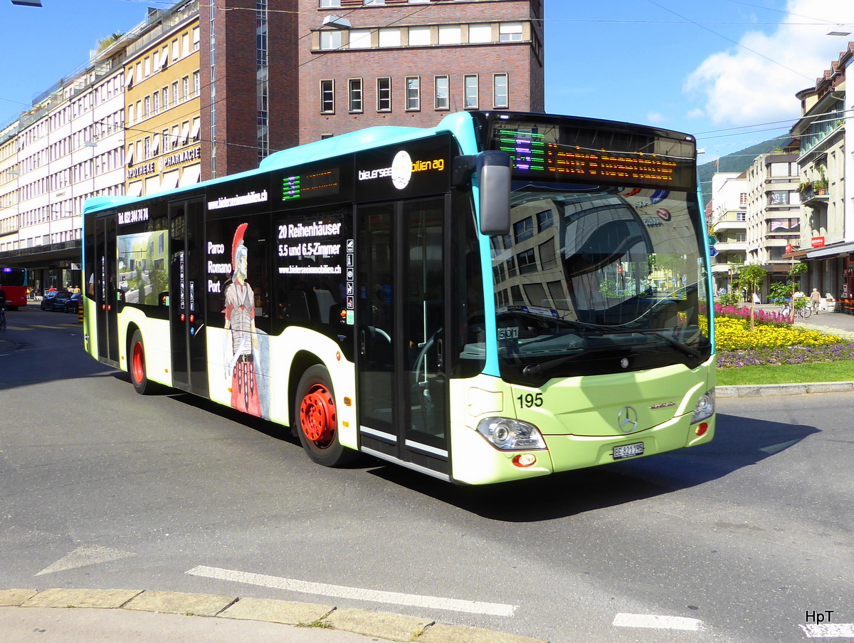 VB Biel - Mercedes Citaro Nr.195 BE 821195 unterwegs auf der Linie 5 in der Stadt Biel am 10.06.2017