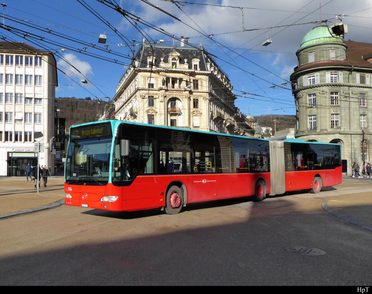 VB Biel - Mercedes Citaro  Nr.154  BE  653154 Unterwegs auf der Linie 7 in der Stadt Biel am 18.01.2019