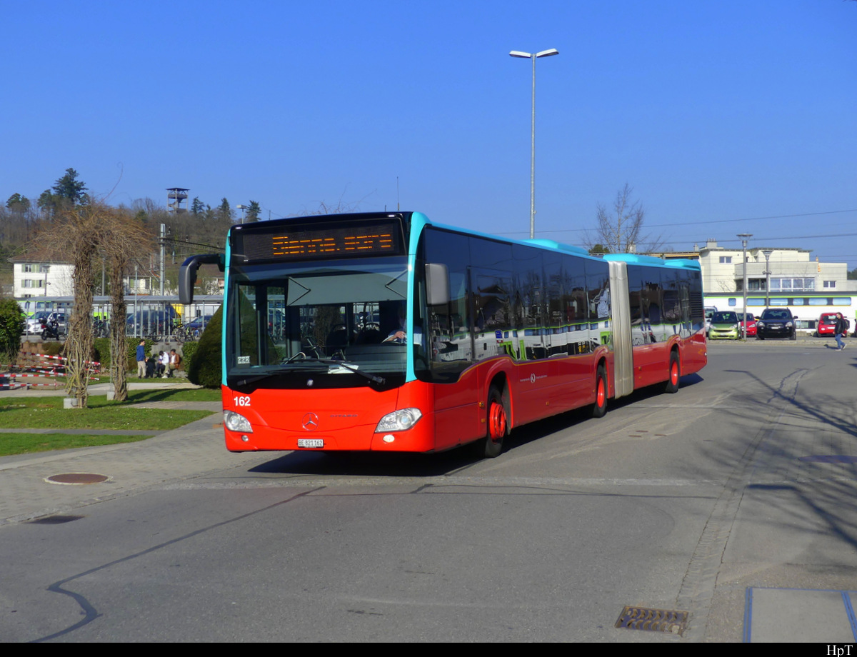 VB Biel - Mercedes Citaro Nr.162 als Bahnersatz für die BLS auf der Linie Lyss - Biel am 19.03.2022