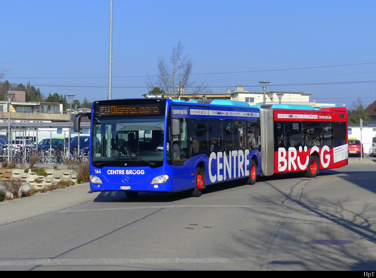 VB Biel - Mercedes Citaro Nr.164 als Bahnersatz für die BLS auf der Linie Lyss - Biel am 19.03.2022