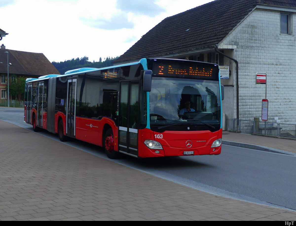 VB Biel - Mercedes Citaro Nr.163  BE 821163 unterwegs auf der Linie 2 in Brügg am 30.04.2022
