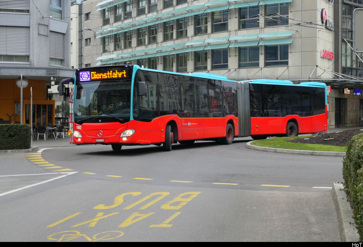 VB Biel - Mercedes Citaro  Nr.160  BE  821160 unterwegs auf einer Dienstfahrt in der Stadt Biel am 22.01.2026