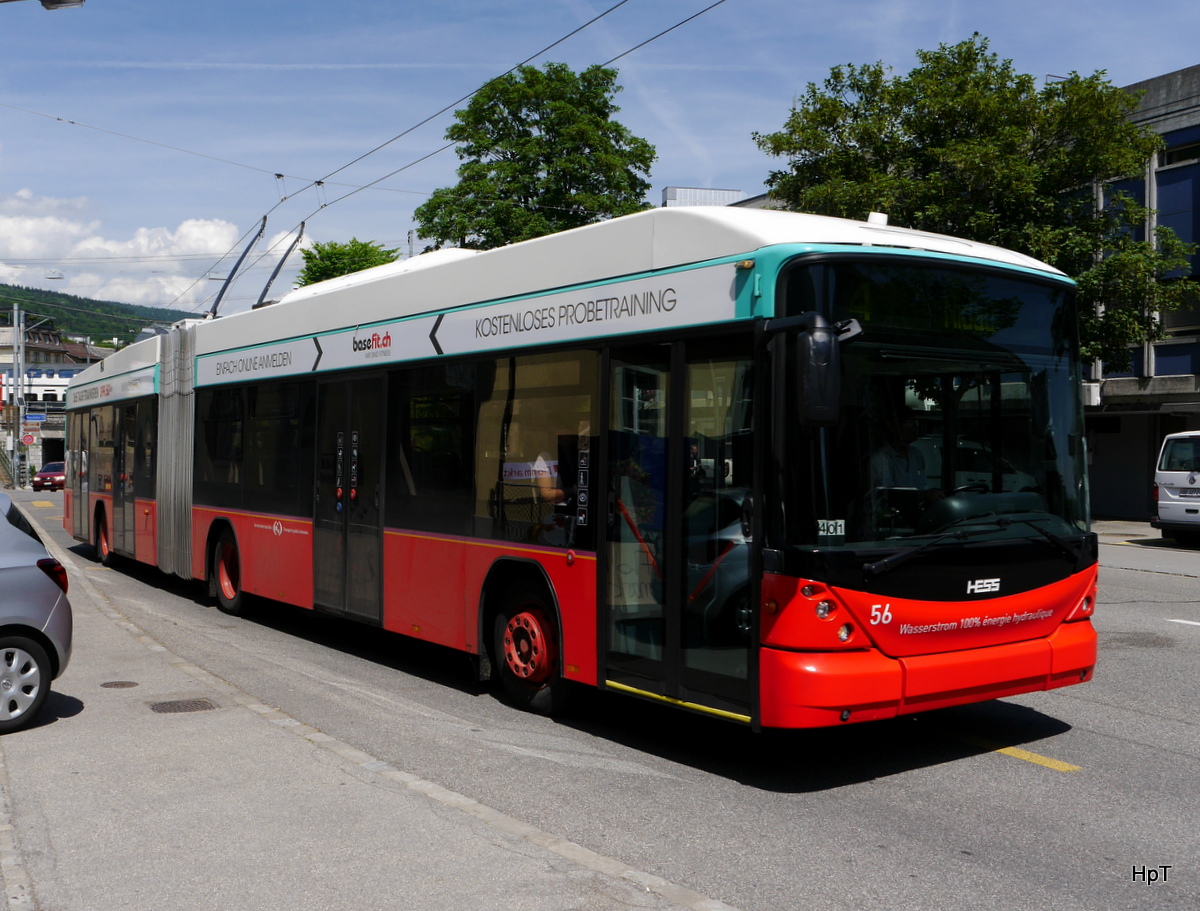 VB Biel - Trolleybus Nr.56 unterwegs auf der Linie 4 in der Stadt Biel am 12.05.2018