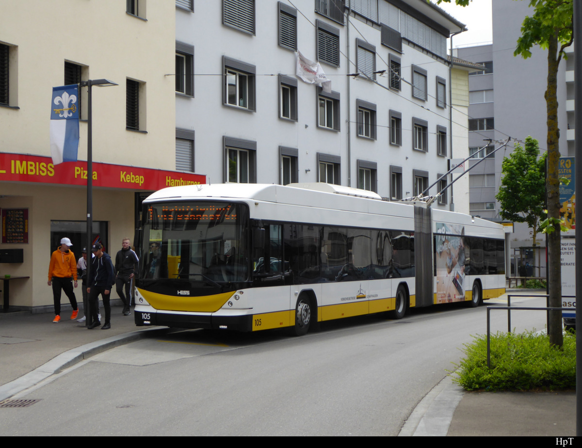 VB Schaffhausen - Trolleybus Nr.105 unterwegs in Neuhausen am 15.05.2019