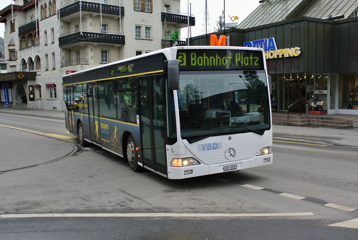 VBD Citaro I Nr. 1 auf der Linie 3 bei der Haltestelle Davos Platz Postplatz, 17.12.2014.