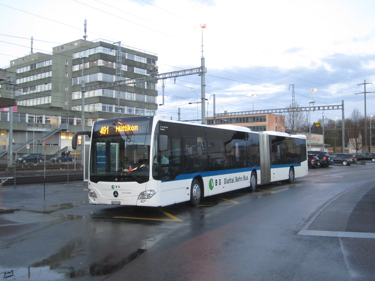 VBG/Eurobus Nr. 11 (Mercedes Citaro C2 O530G) am 18.3.2019 beim Bhf. Regensdorf-Watt