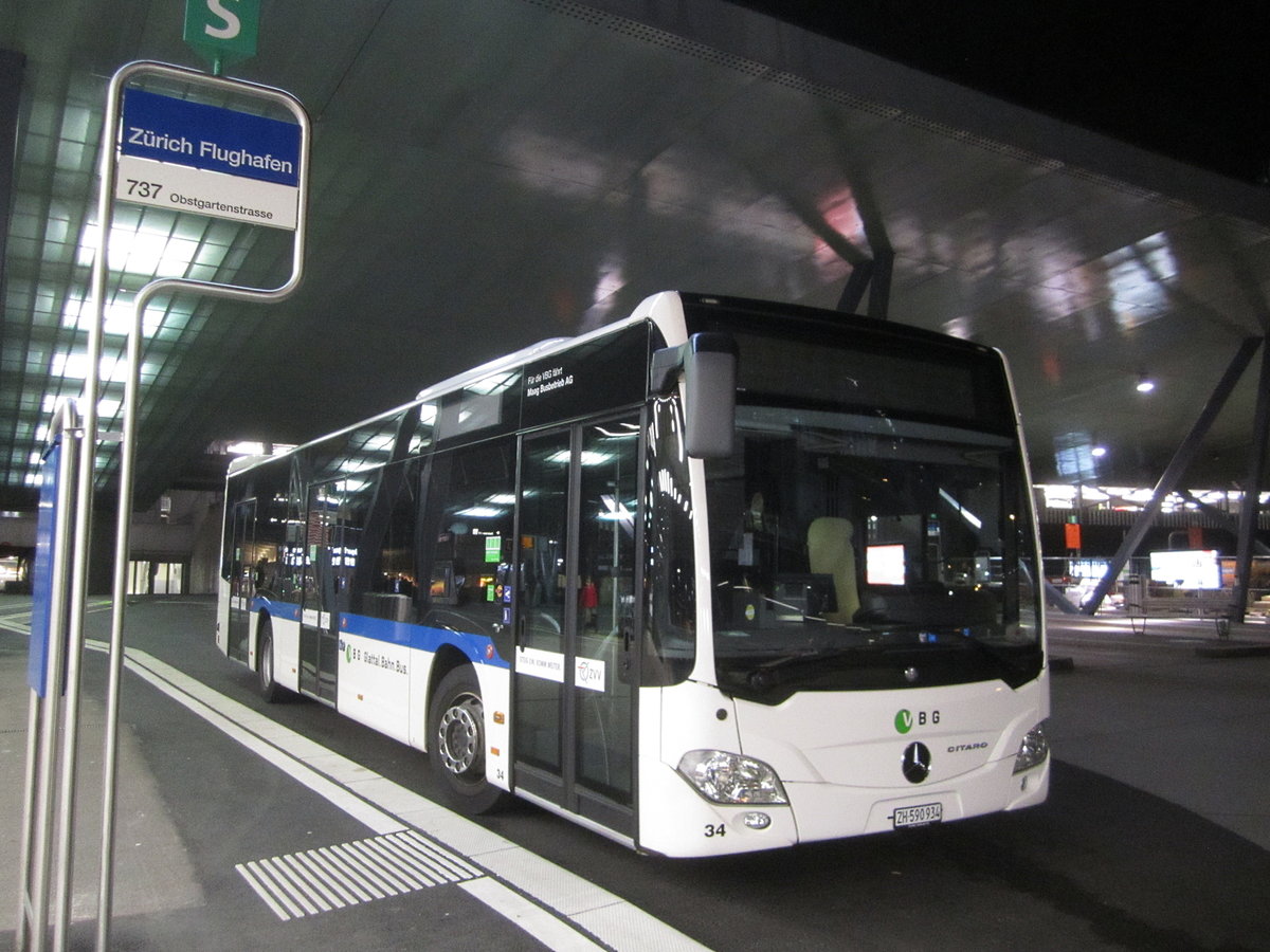 VBG/Maag Nr. 34 (Mercedes Citaro C2 O530) am 15.2.2020 beim Flughafen Zürich.
