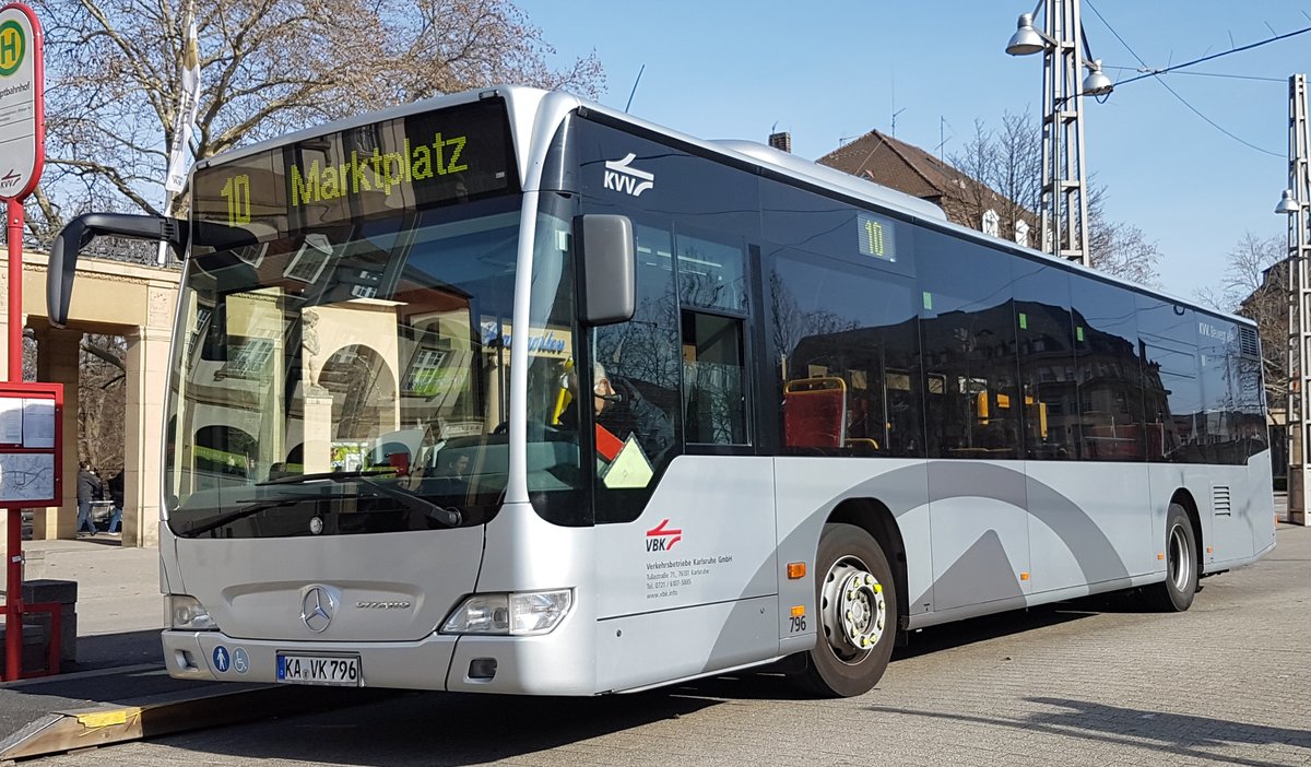 VBK Karlsruhe ~ Mercedes Benz O530 Citaro ~ Februar 2019 Karlsruhe HBF ~ 10 Marktplatz