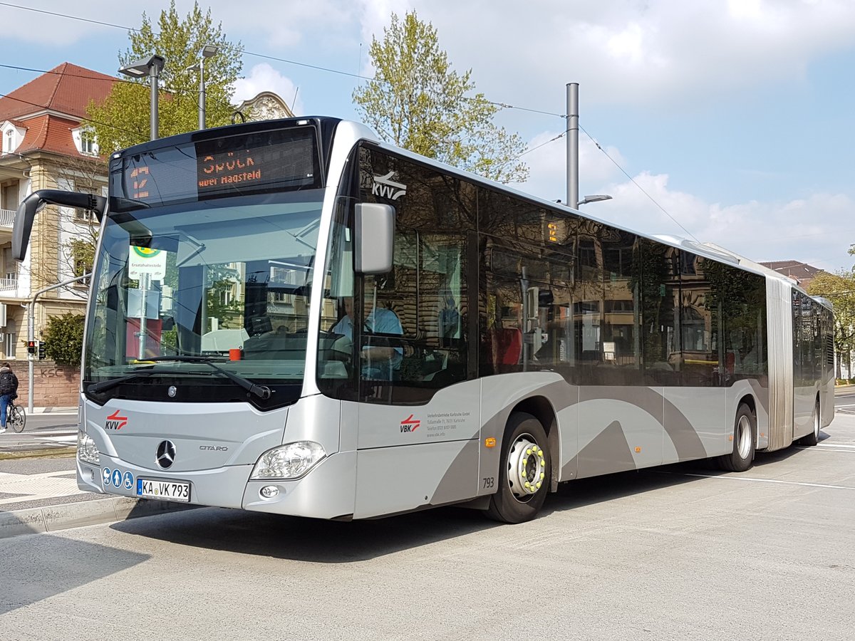 VBK Karlsruhe ~ Mercedes Benz O530 Citaro G C2 ~ April 2019 Karlsruhe Durlacher Tor ~ SEV Linie 12 Spöck über Hagsfeld
