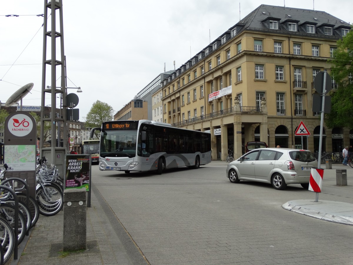 VBK Mercedes Benz Citaro C2 am 25.04.15 in Karlsruhe auf der Linie 10