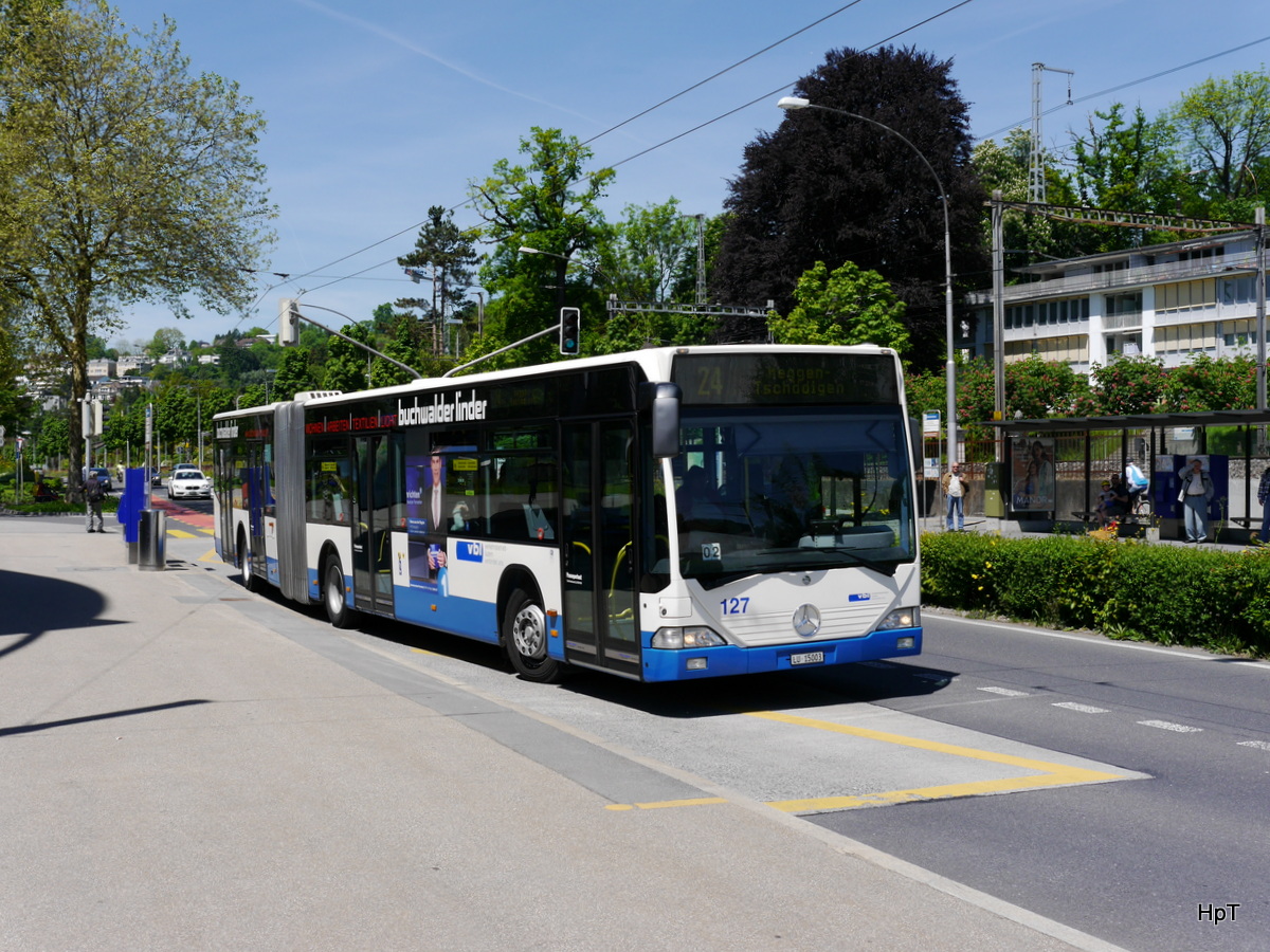 VBL - Mercedes Citaro Nr.127  LU 15003 unterwegs auf der Linie 24 in der Stadt Luzern am 21.05.2016
