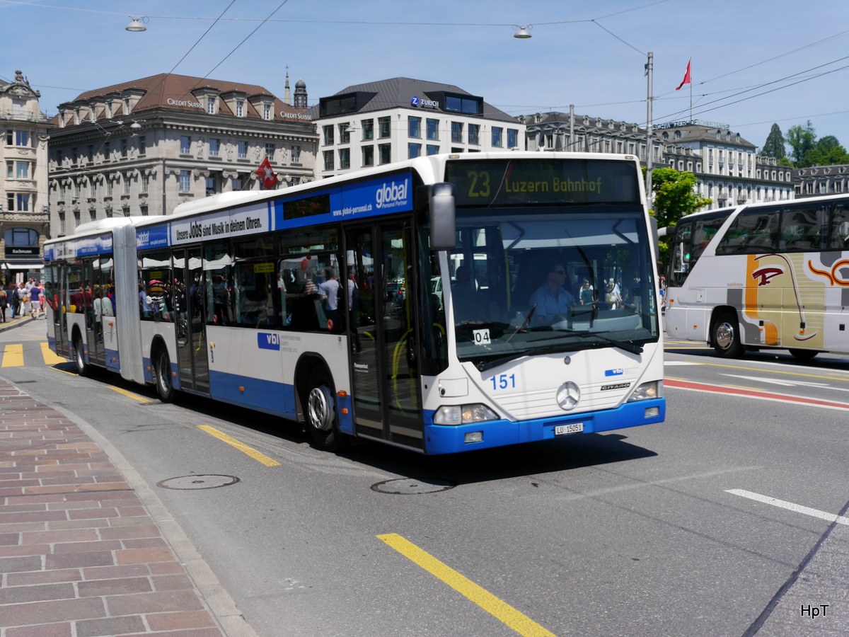VBL - Mercedes Citaro Nr.151  LU 15051 unterwegs auf der Linie 23 in der Stadt Luzern am 21.05.2016
