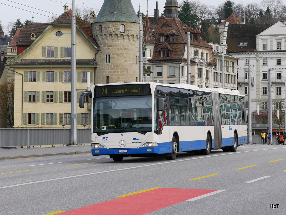 VBL - Mercedes Citaro Nr.157  LU 15057 unterwegs auf der Linie 24 in Luzern am 28.03.2016