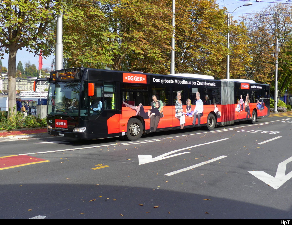 VBL - Mercedes Citaro Nr.160 unterwegs auf der Linie 19 in Luzern am 23.10.2022