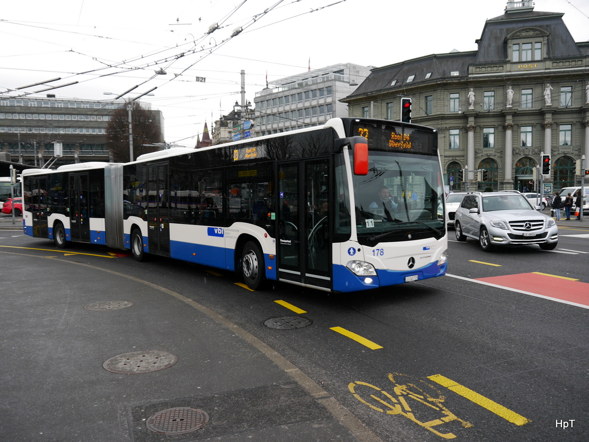 VBL - Mercedes Citaro Nr.178  LU 240715 unterwegs auf der Linie 23 in Luzern am 03.02.2018