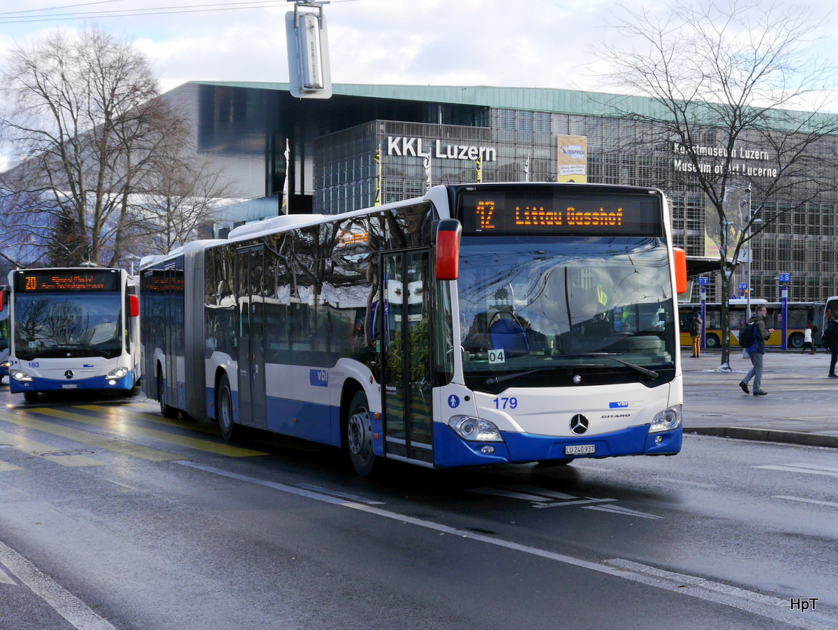 VBL - Mercedes Citaro Nr.179  LU 240937 unterwegs auf der Linie 17 in Luzern am 09.12.2017