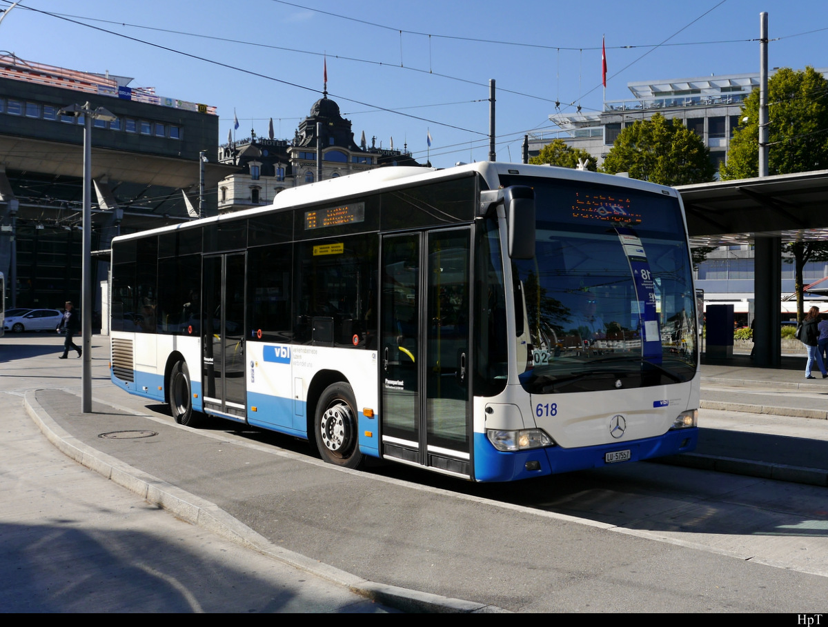 VBL - Mercedes Citaro Nr.618  LU 57557 unterwegs auf der Linie 11 in Luzern am 27.09.2018