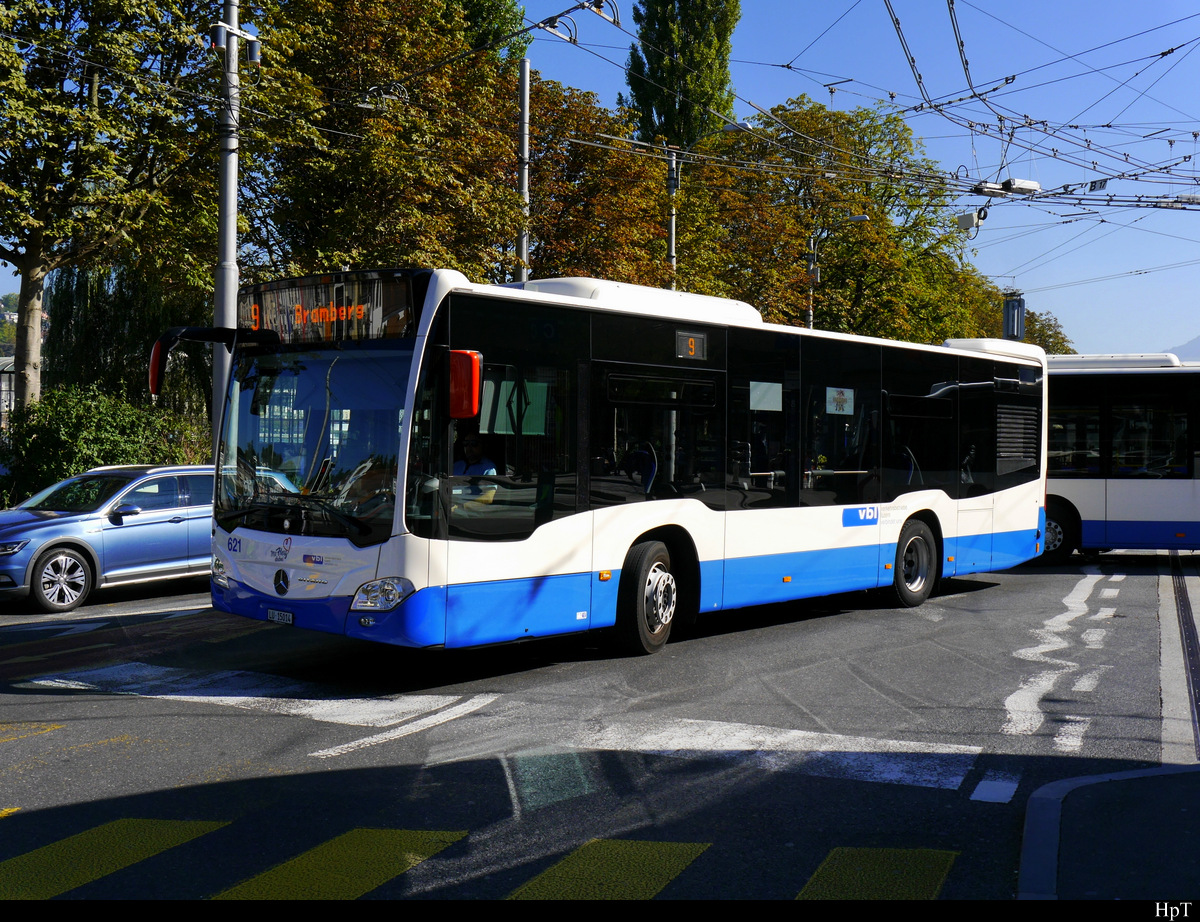 VBL - Mercedes Citaro Nr.621  LU 15014 unterwegs auf der Linie 9 in Luzern am 27.09.2018