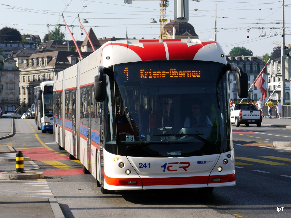 VBL - Trolleybus Nr.241 unterwegs auf der Linie 1 in der Stadt Luzern am 04.07.2015