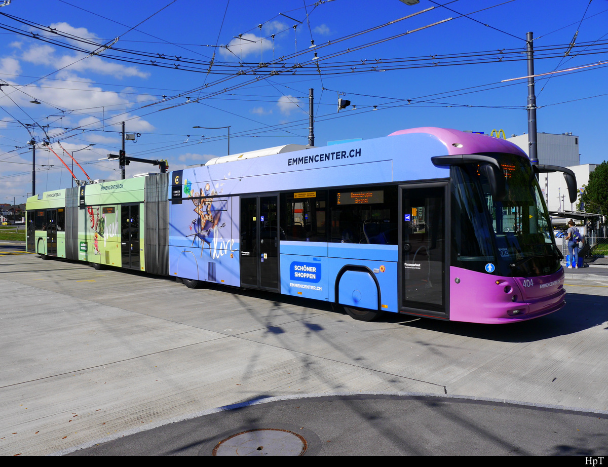 VBL - Trolleybus Nr.404 unterwegs in Emmenbrücke am 25.09.2018