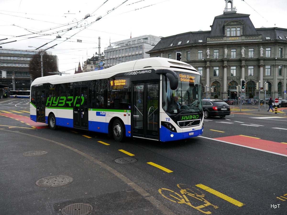 VBL - Volvo 7900 Hybrid  Nr.78  LU 250373 unterwegs in Luzern am 03.02.2018