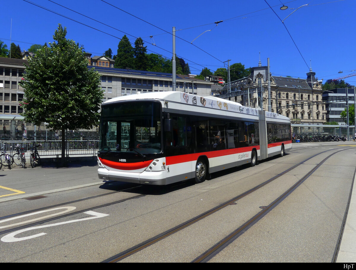 VBSG - Hess Trolleybus Nr.131 unterwegs in St. Gallen am 12.06.2022