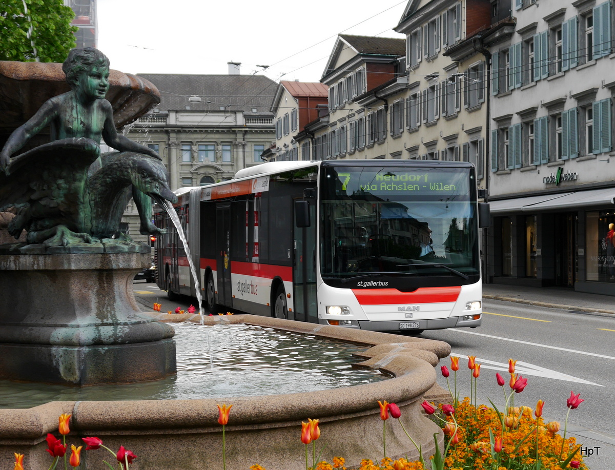 VBSG - MAN Lion`s City Nr.276  SG 198276 unterwegs auf der Linie 7 in der Stadt St. Gallen am 15.05.2016