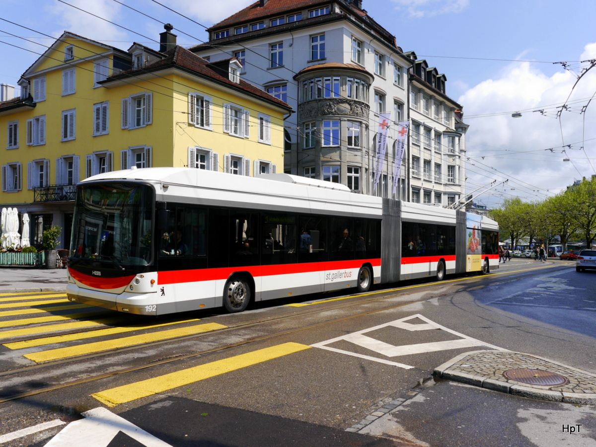 VBSG - Trolleybus Nr.192 unterwegs auf der Linie 1 in der Stadt St. Gallen am 14.05.2016