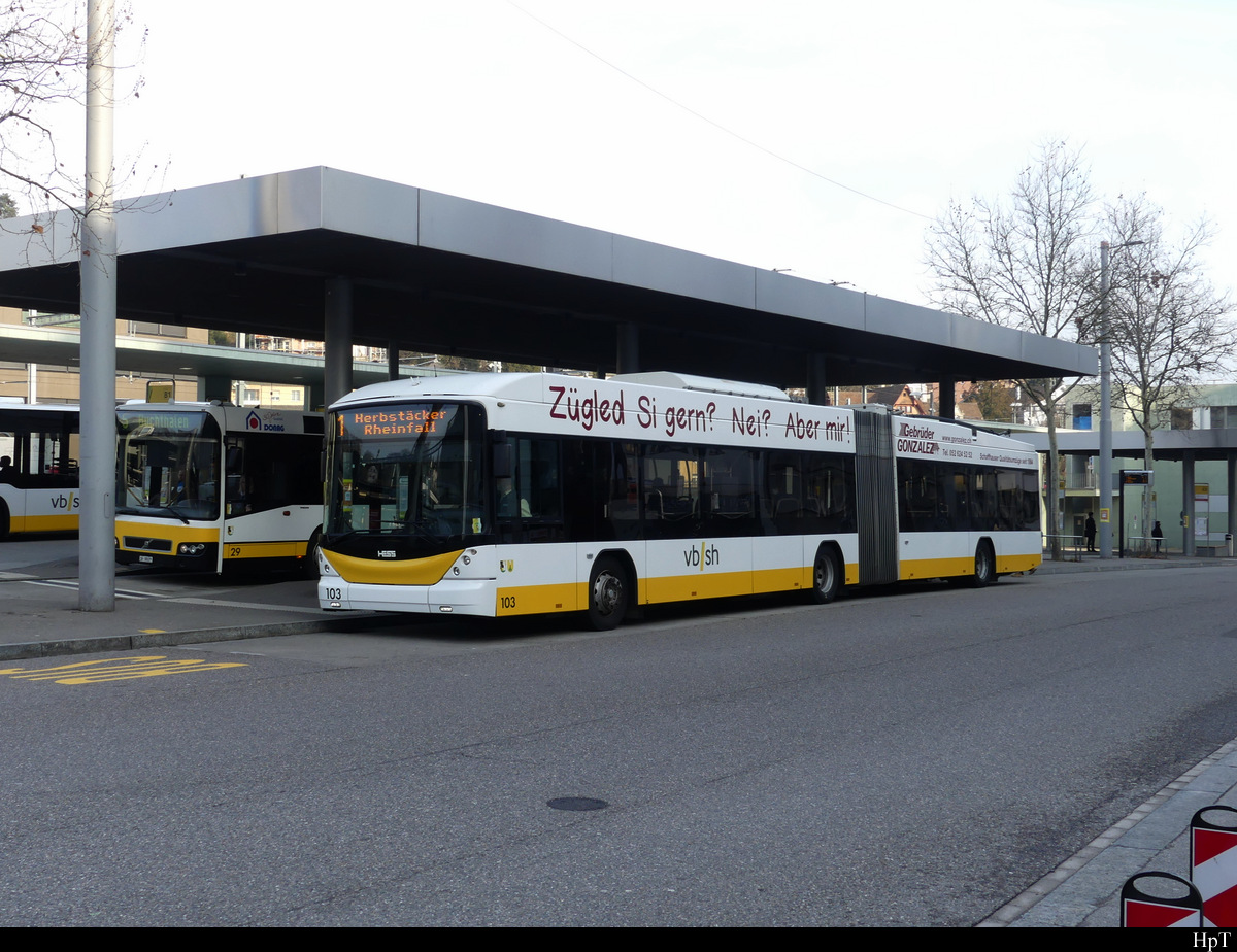 vb/sh - Hess Trolleybus Nr.103 bei den Bushaltestellen beim Bahnhof Schaffhausen am 05.02.2021