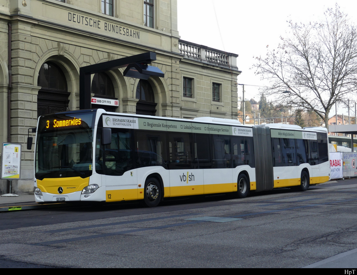 vb/sh - Mercedes Citaro Nr.12  SH 38012 unterwegs auf der Linie 3 in Schaffhausen am 05.02.2021