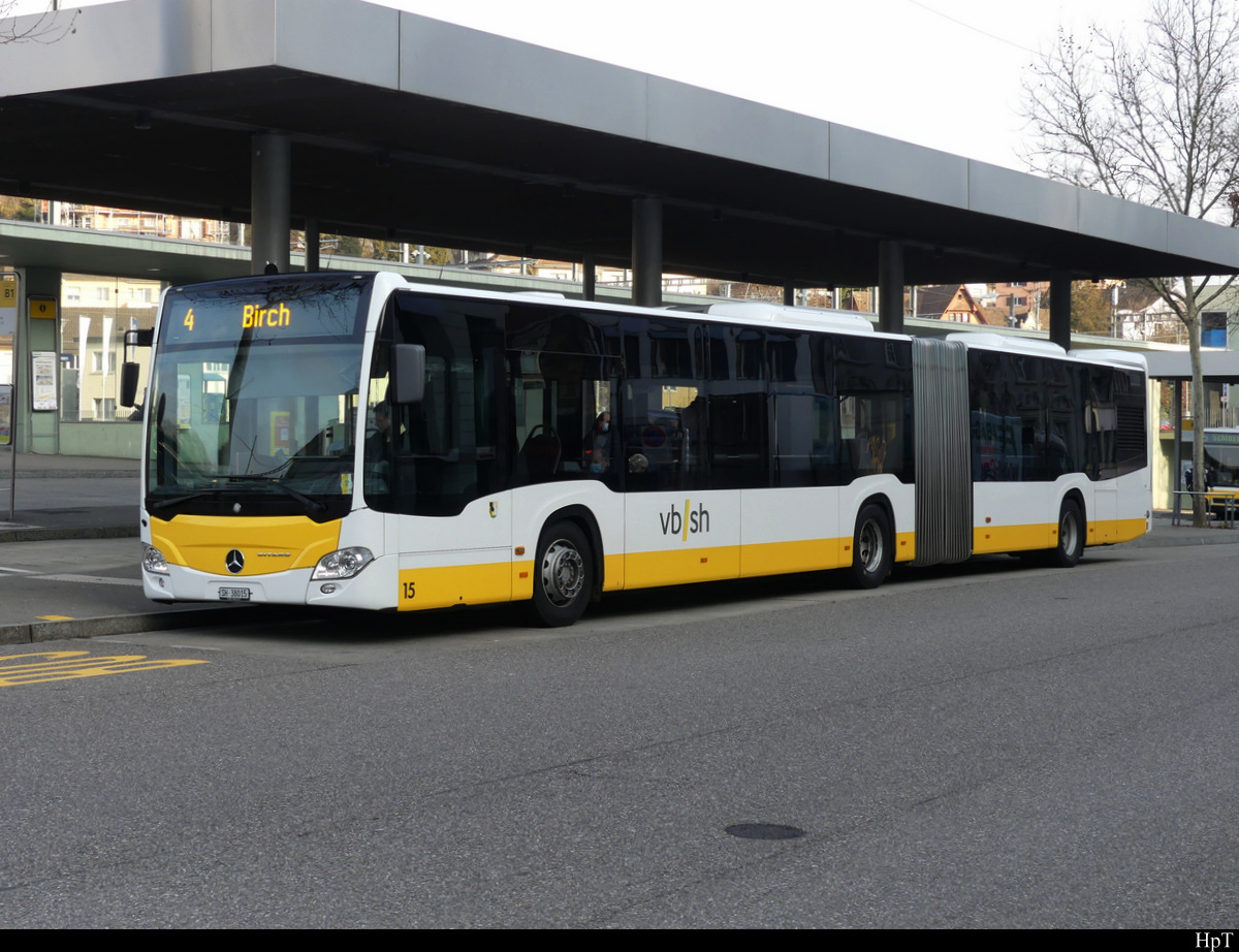 vb/sh - Mercedes Citaro Nr.15  SH 38015 unterwegs auf der Linie 4 in Schaffhausen am 05.02.2021