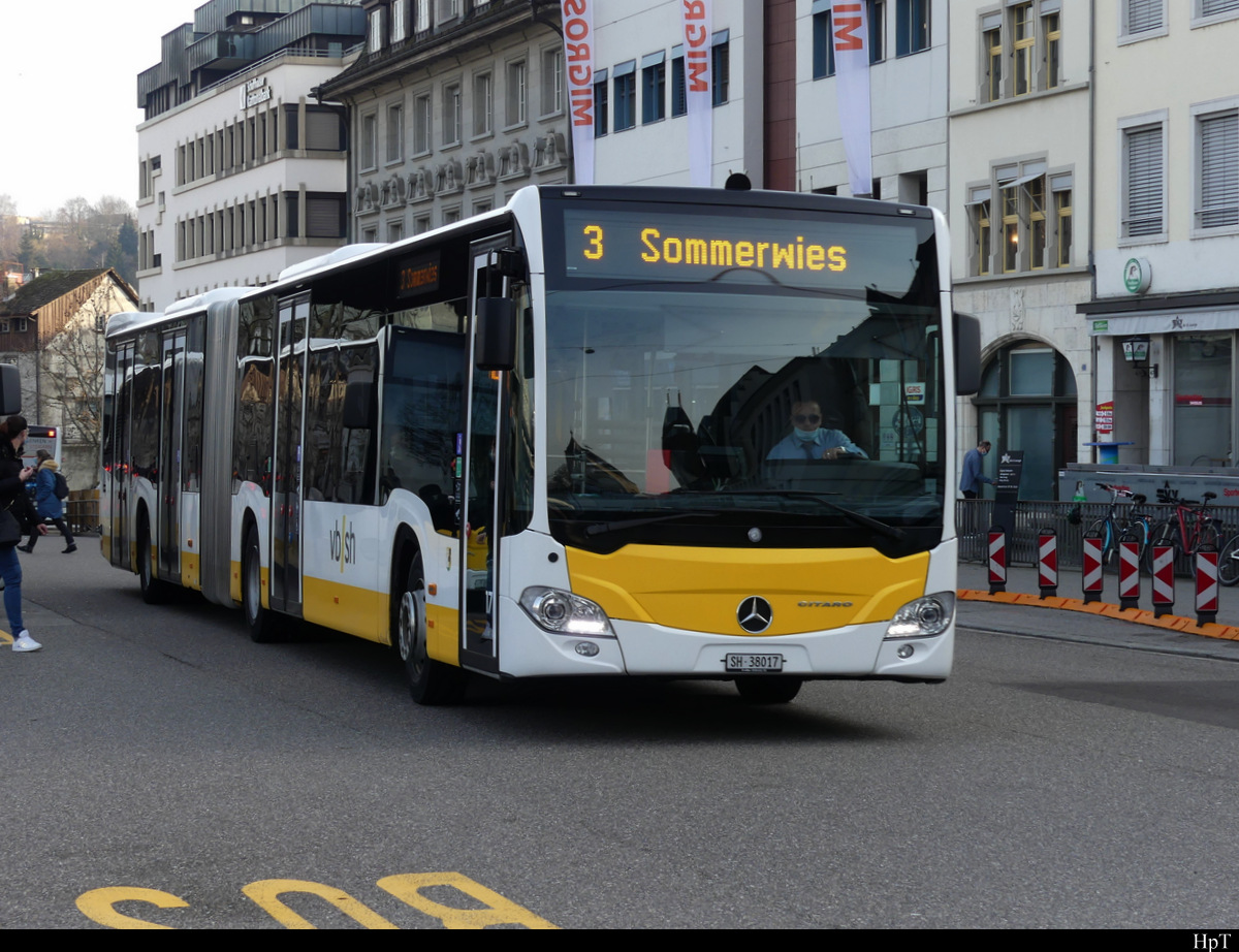 vb/sh - Mercedes Citaro Nr.17  SH 38017 unterwegs auf der Linie 3 in Schaffhausen am 05.02.2021