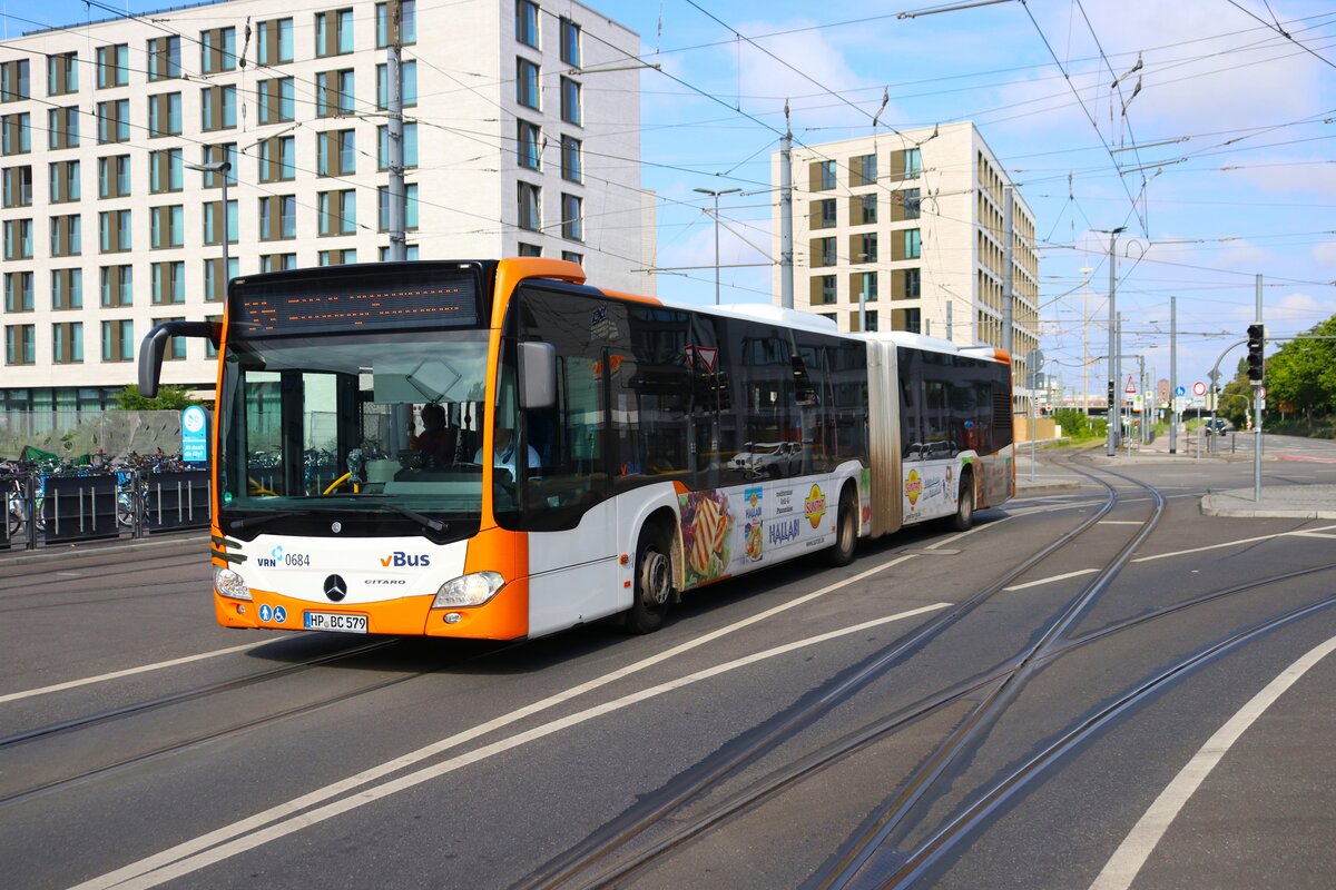 vBus Mercedes Benz Citaro C2 G Wagen 579 am 23.06.24 in Heidelberg Hbf