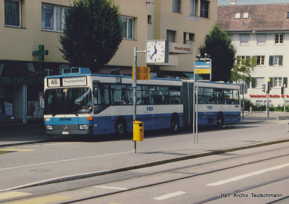 VBZ - Mercedes O 405 GN  Nr.509  ZH  608509 unterwegs auf der Linie 46 im September 1994 .. Archiv Teutschmann