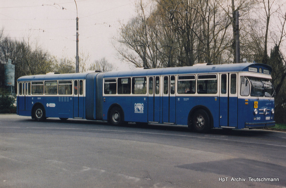 VBZ - Saurer  Nr.540  ZH  187540 im Januar 1985 .. Archiv Teutschmann