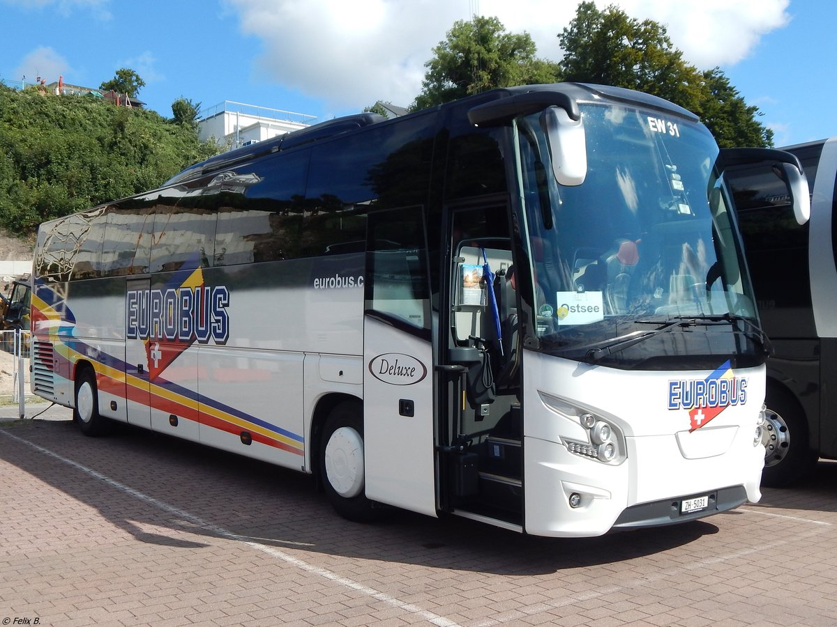 VDL Futura von Eurobus aus der Schweiz im Stadthafen Sassnitz am 15.08.2018