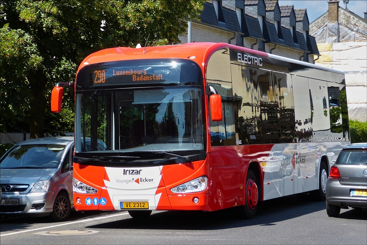 VE 2312, Irizar ie, Vollelektronischer Bus von Voyages Ecker aufgenommen in Lorentzweiler.  02.08.2018