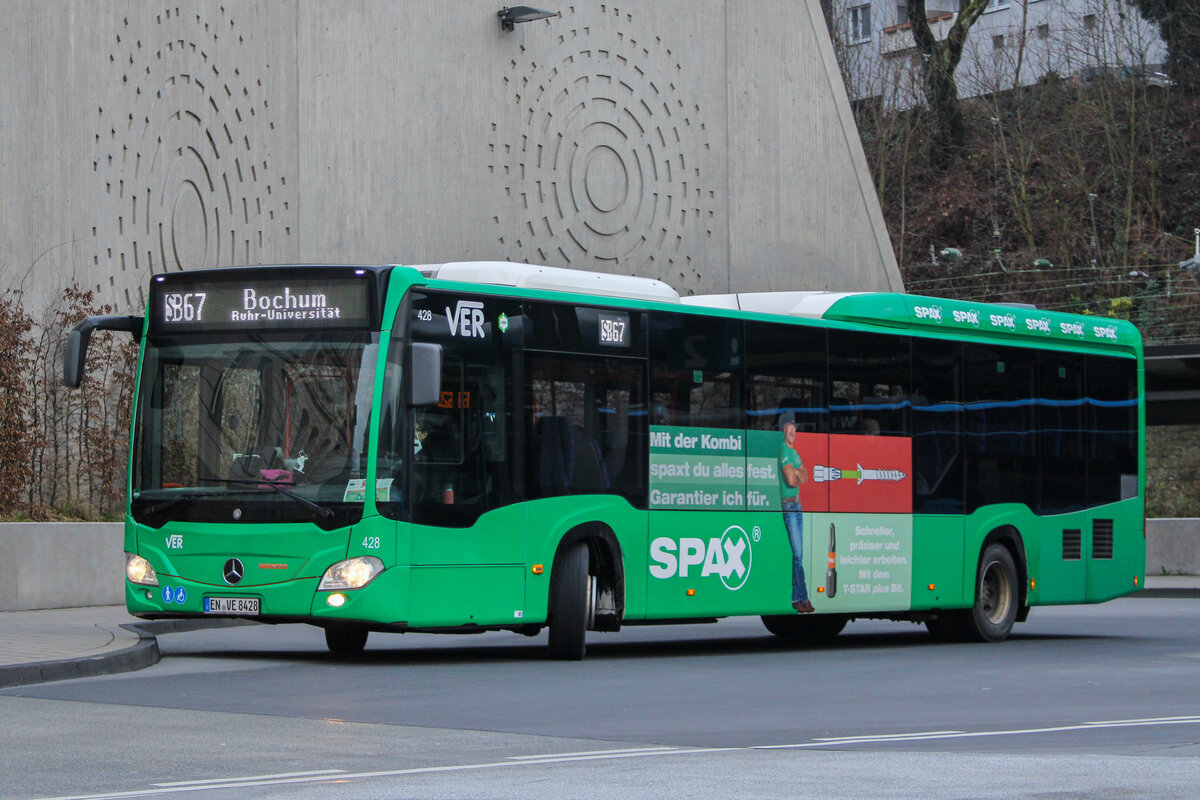 VER Wagen 428 auf der SB67 nach Bochum, 8. Januar 2022, Wuppertal Hbf