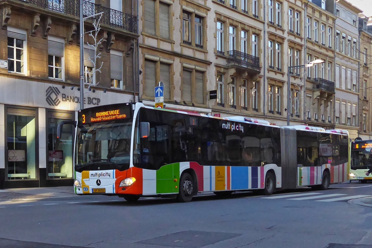 VF 5652, Mercedes Benz Citaro des VDL, gesehen in der Stadt Luxemburg. 30.12.2019