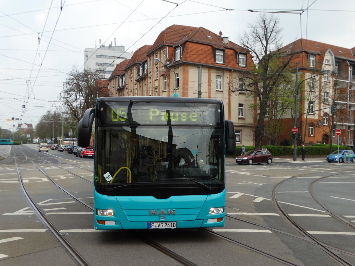 VGF/ICB (In der City Bus) MAN Lions City G Wagen 410 als SEV auf der Linie U5 am 14.04.16 in Frankfurt am Main