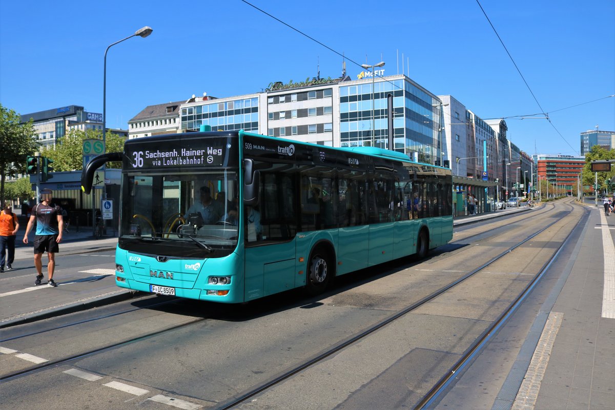 VGF/ICB MAN Lions City Wagen 509 am 19.08.18 in Frankfurt am Main Konstablerwache