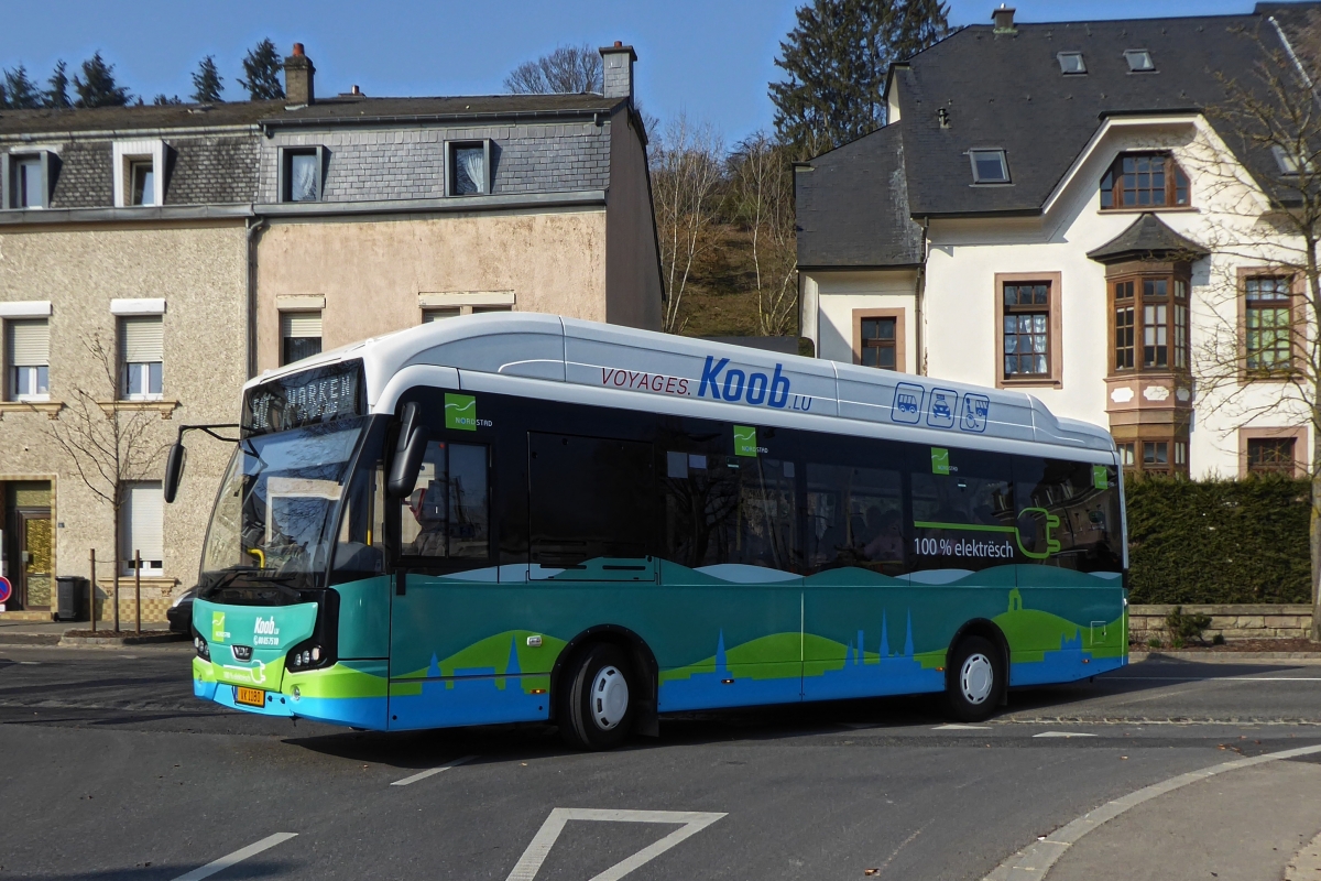 VK 1180 VDL Citea Elektrobus, von Voyages Koob, in den Straßen von Ettelbrück aufgenommen. 28.02.2019