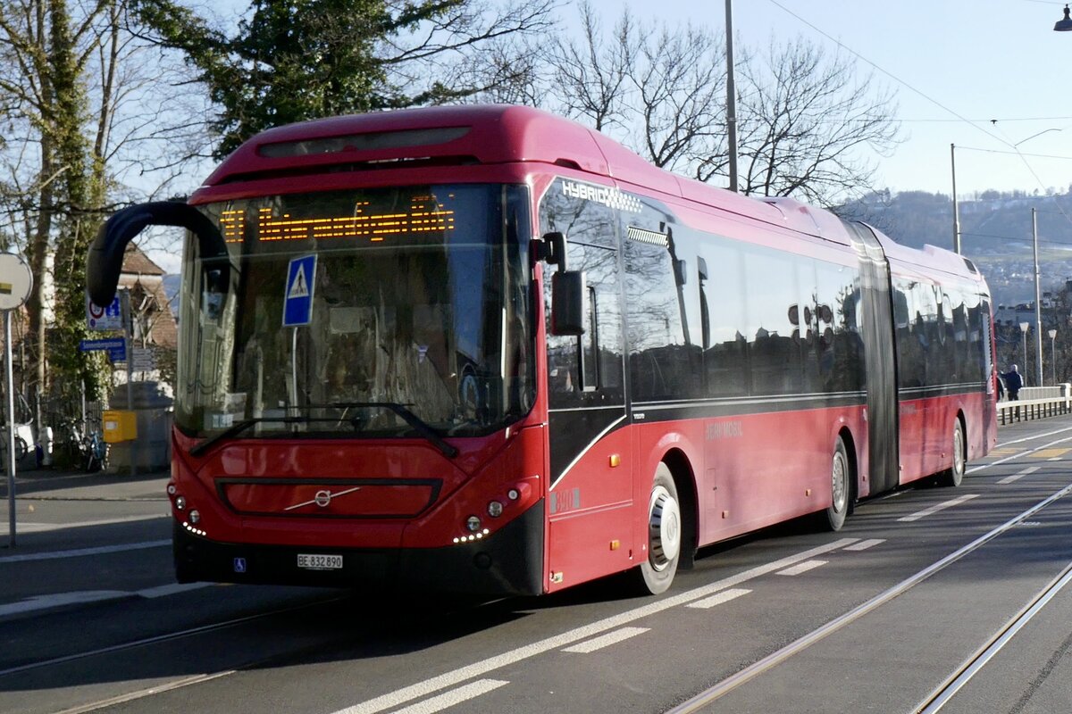 Volvo 7900 Hybrid 890 von BERNMOBIL am 26.2.22 beim Kursaal.